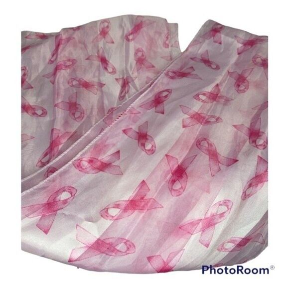 Pink Ribbon Support Breast Cancer Awareness Sheer Scarf - Picture 3 of 3